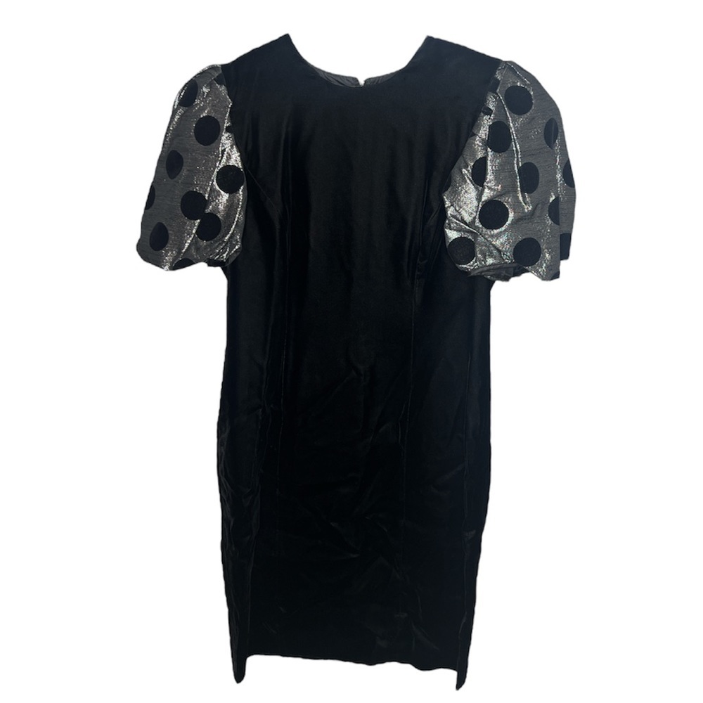 Liz Claiborne Black dress with puff sleeve at polkadots